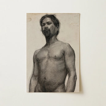 Study of a Black Man - Henry Ossawa Tanner Art Print / Canvas Detailed Charcoal Sketch Bearded Tousled Hair Rendered Tanner’s Strokes,
