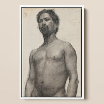 Study of a Black Man - Henry Ossawa Tanner Art Print / Canvas Framed Charcoal Sketch Bearded Detailed Texture Rendered Tanner’s Strokes,