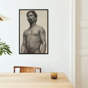 Study of a Black Man - Henry Ossawa Tanner Art Print / Canvas Black-framed Charcoal Sketch Nude Male Figure Tanner’s Strokes, Emerges,