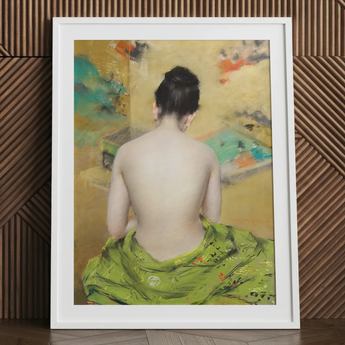 Study of Flesh and Gold - Stampa d'arte di William Merritt Chase / Tela, 24x32'' / 61x81cm / Cornice bianca / Passe-partout, Poster, Stampe e arti visive