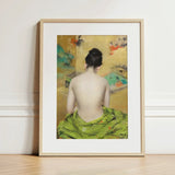 Study of Flesh and Gold - William Merritt Chase Art Print / Canvas Framed Woman Profile Dark Hair Vibrant, Enigmatic Allure, Chase’s Prints