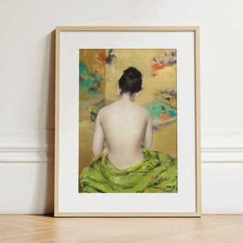 Study of Flesh and Gold - William Merritt Chase Art Print / Canvas Framed Woman Profile Dark Hair Vibrant, Enigmatic Allure, Chase’s Prints