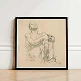 Study for Astronomy - John Singer Sargent Art Print / Canvas Framed Sketch Seated Figure Soft Pencil Strokes Beige, Prints