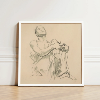 Study for Astronomy - John Singer Sargent Art Print / Canvas Framed Sketch Seated Figure Soft Sepia Tones Enclosed, Prints