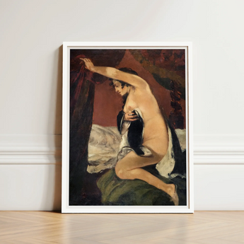 Study for Venus - Gustave Courbet Art Print / Canvas White-framed Nude Woman Expressive Pose Rich Jean-désiré-gustave Builds, Heavy Curtain