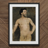 Studie eines männlichen Modells - Albert Edelfelt Fine Art Print / Leinwand, 20x30’’ / 51x76cm / Schwarzer Rahmen / Passepartout, Poster Drucke & Visual