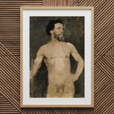 Studie eines männlichen Modells - Albert Edelfelt Fine Art Print / Leinwand, 20x30’’ / 51x76cm / Naturrahmen / Passepartout, Poster Drucke & Visual