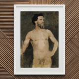Studie eines männlichen Modells - Albert Edelfelt Fine Art Print / Leinwand, 20x30’’ / 51x76cm / Weißer Rahmen / Passepartout, Poster Drucke & Visual