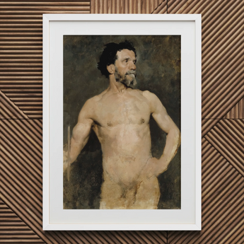 Studie eines männlichen Modells - Albert Edelfelt Fine Art Print / Leinwand, 20x30’’ / 51x76cm / Weißer Rahmen / Passepartout, Poster Drucke & Visual