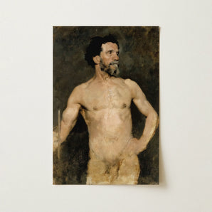 Study of a Male Model - Albert Edelfelt Fine Art Print / Canvas, 12x18’’ / 31x46cm / Unframed / no Border, Posters Prints & Visual Artwork,