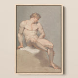 Study of a Male Nude - Edward Francis Burney Fine Art Print / Canvas, 12x18’’ / 31x46cm / Natural Frame, Posters Prints & Visual Artwork,