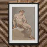 Study of a Male Nude - Edward Francis Burney Fine Art Print / Canvas Black Framed Classical Male Figure Art Print White Edward Francis