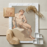Study of a Male Nude - Edward Francis Burney Fine Art Print / Canvas Classical Nude Male Figure Print White Marble Frame Edward Francis