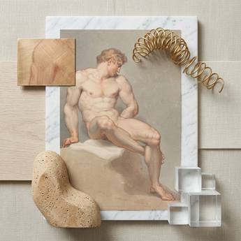Study of a Male Nude - Edward Francis Burney Fine Art Print / Canvas Classical Nude Male Figure Print White Marble Frame Edward Francis