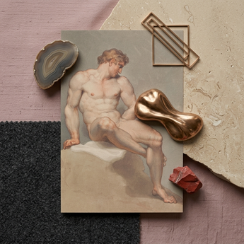 Study of a Male Nude - Edward Francis Burney Fine Art Print / Canvas Classical Painting Muscular Nude Male Figure Soft Beige Edward Francis
