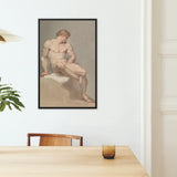 Study of a Male Nude - Edward Francis Burney Fine Art Print / Canvas Framed Classical Painting Muscular Nude Male Figure Soft Edward