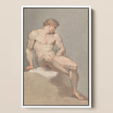 Study of a Male Nude - Edward Francis Burney Fine Art Print / Canvas Framed Classical Painting Muscular Nude Male Figure Soft Edward
