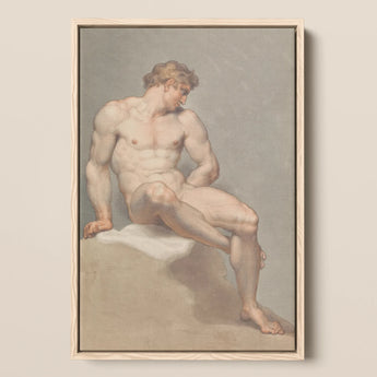 Study of a Male Nude - Edward Francis Burney Fine Art Print / Canvas Framed Classical Painting Muscular Nude Male Figure Soft Edward