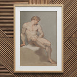 Study of a Male Nude - Edward Francis Burney Fine Art Print / Canvas Wooden-framed Classical Figure, Erotic Monolith, Prints