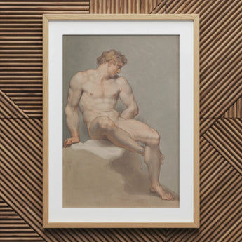 Study of a Male Nude - Edward Francis Burney Fine Art Print / Canvas Wooden-framed Classical Figure, Erotic Monolith, Prints