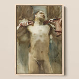 Estudio de figura masculina desnuda - John Singer Sargent impresión artística / Lienzo, 12x18’’ / 31x46cm / Marco natural, pósters, impresiones y obra visual, Toby