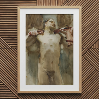 Estudio de figura masculina desnuda - John Singer Sargent impresión artística / Lienzo, 20x30’’ / 51x76cm / Marco natural / Paspartú, pósters, impresiones y visual
