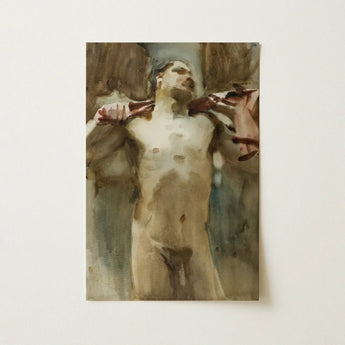 Study Male Nude Figure - John Singer Sargent Art Print / Canvas Muted-toned Oil Painting Visible Brushstrokes, Prints