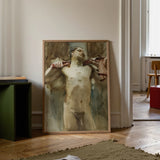 Study Male Nude Figure - John Singer Sargent Art Print / Canvas Framed Painting Nude Male Figure Expressive Impressionistic Style John