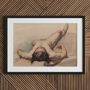 Study of a Male Nude - William Mulready Art Print / Canvas, 30x20’’ / 76x51cm / Black Frame / Matboard, Posters Prints & Visual Artwork,