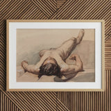 Study of a Male Nude - William Mulready Art Print / Canvas Framed Watercolor Painting Figure Rendered Soft Earthy, Mulready’s, Lays, Bare,