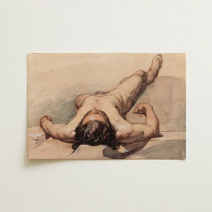 Study of a Male Nude - William Mulready Art Print / Canvas, Male Nude, William Mulready’s Study, Male Nude Lays, Nude Lays Bare, Recumbent