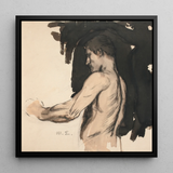 Study of a Naked Man - Magnus Enckell Art Print / Canvas, 12x12’’ / 31x31cm / Black Frame, Posters Prints & Visual Artwork, Toby Leon