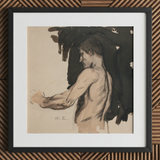 Study of a Naked Man - Magnus Enckell Art Print / Canvas, 12x12’’ / 31x31cm / Black Frame / Matboard, Posters Prints & Visual Artwork, Toby