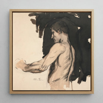 Study of a Naked Man - Magnus Enckell Art Print / Canvas, 12x12’’ / 31x31cm / Natural Frame, Posters Prints & Visual Artwork, Toby Leon