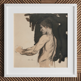 Study of a Naked Man - Magnus Enckell Art Print / Canvas, 12x12’’ / 31x31cm / White Frame / Matboard, Posters Prints & Visual Artwork, Toby