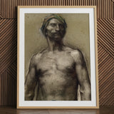 Studie eines nackten Mannes mit Turban – Georges Desvallieres Kunstdruck / Leinwand, 24x32’’ / 61x81cm / Naturrahmen / Passepartout, Poster, Drucke &