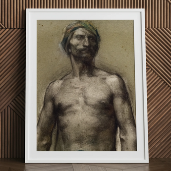 Studie eines nackten Mannes mit Turban – Georges Desvallieres Kunstdruck / Leinwand, 24x32’’ / 61x81cm / Weißer Rahmen / Passepartout, Poster, Drucke &