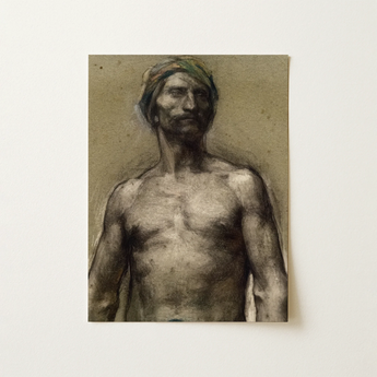 Study of Naked Man at the Turban - Georges Desvallieres Art Print / Canvas, 12x16’’ / 31x41cm / Unframed / no Border, Posters Prints &