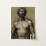Study of Naked Man at the Turban - Georges Desvallieres Art Print / Canvas, 12x16’’ / 31x41cm / Unframed / no Border, Posters Prints &