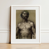 Study of Naked Man at the Turban - Georges Desvallieres Art Print / Canvas, 12x16’’ / 31x41cm / White Frame / Matboard, Posters Prints &