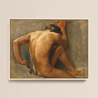 Study of a Nude Man - August Andreas Jerndorff Fine Art Print / Canvas, 16x12’’ / 41x31cm / Natural Frame, Posters Prints & Visual Artwork,
