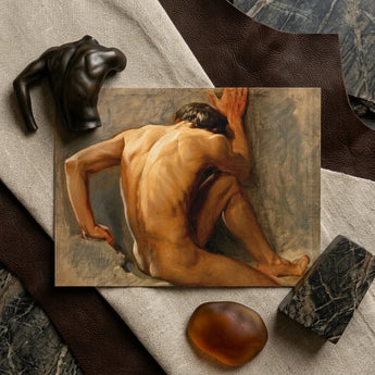 Study of a Nude Man - August Andreas Jerndorff Fine Art Print / Canvas Classical Oil Painting Male Figure Earthy Tones Baltic Oysters