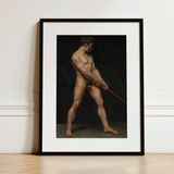 Study of a Nude Man - Follower Pierre Narcisse Guerin Art Print / Canvas, 12x16’’ / 31x41cm / Black Frame / Matboard, Posters Prints &