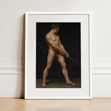 Study of a Nude Man - Follower Pierre Narcisse Guerin Art Print / Canvas, 12x16’’ / 31x41cm / White Frame / Matboard, Posters Prints &