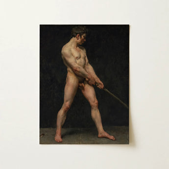 Study of a Nude Man - Follower Pierre Narcisse Guerin Art Print / Canvas Classical Oil Painting Male Figure Dynamic Pose Striking, Raw