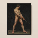 Study of a Nude Man - Follower Pierre Narcisse Guerin Art Print / Canvas Framed Classical Oil Painting Male Figure Dynamic Striking, Raw