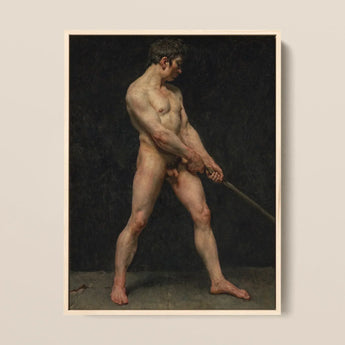 Study of a Nude Man - Follower Pierre Narcisse Guerin Art Print / Canvas Framed Classical Oil Painting Male Figure Dynamic Striking, Raw