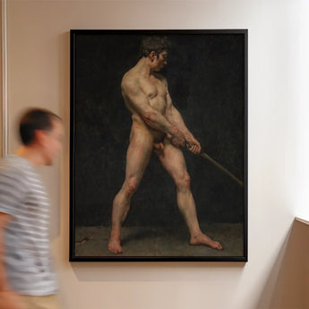 Study of a Nude Man - Follower Pierre Narcisse Guerin Art Print / Canvas Framed Classical Oil Painting Male Figure Dynamic Striking, Raw