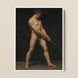 Study of a Nude Man - Follower Pierre Narcisse Guerin Art Print / Canvas Framed Classical Oil Painting Male Figure Dynamic Striking, Raw