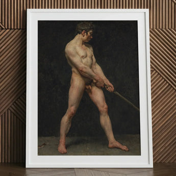 Study of a Nude Man - Follower Pierre Narcisse Guerin Art Print / Canvas White-framed Classical Male Figure Sword Rendered Striking, Raw